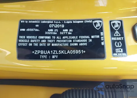 2019 Lamborghini Urus from USA, damaged, VIN ZPBUA1ZL5KLA05951